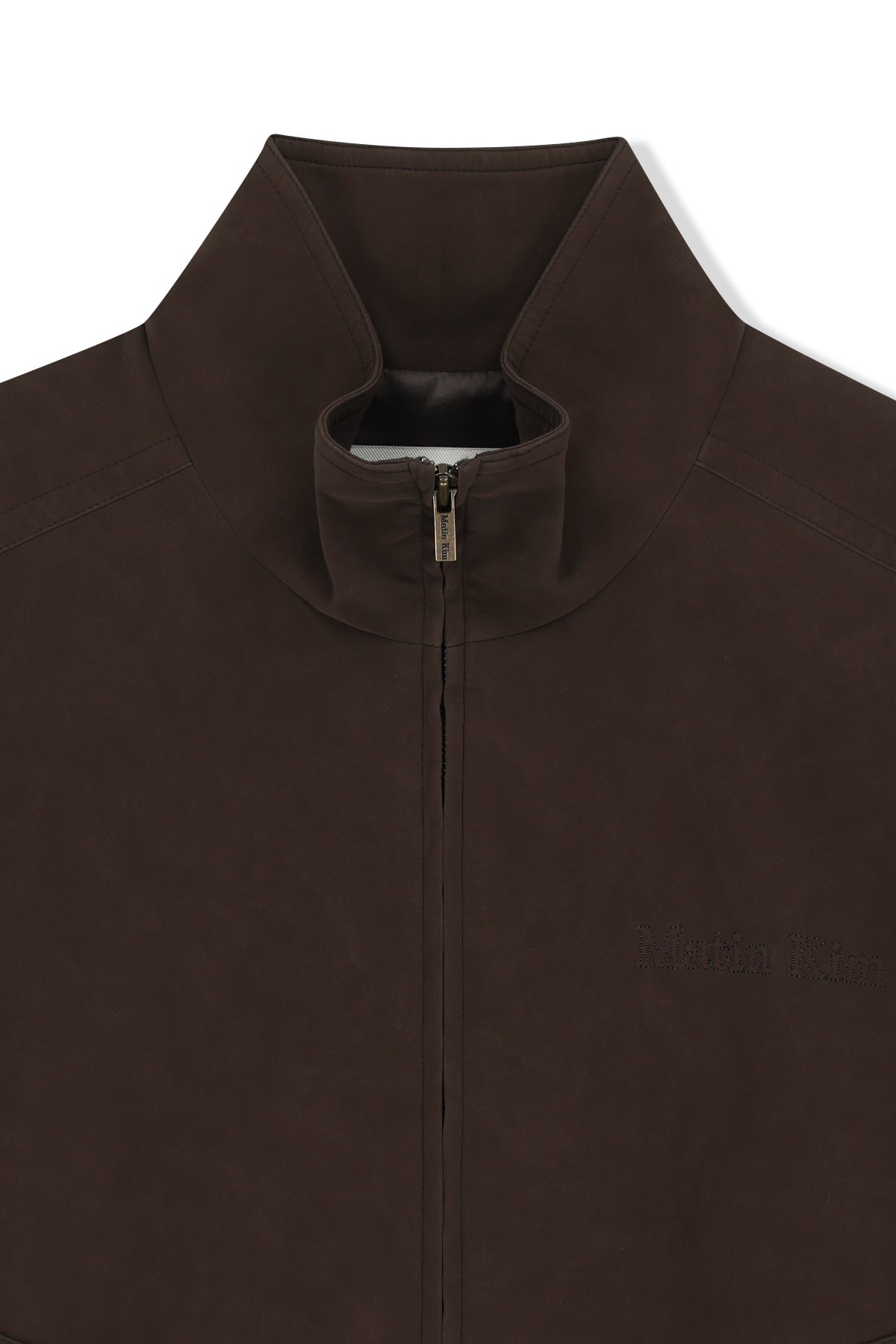 Matinkim Small Logo Faux Suede High Neck Jumper IN Brown