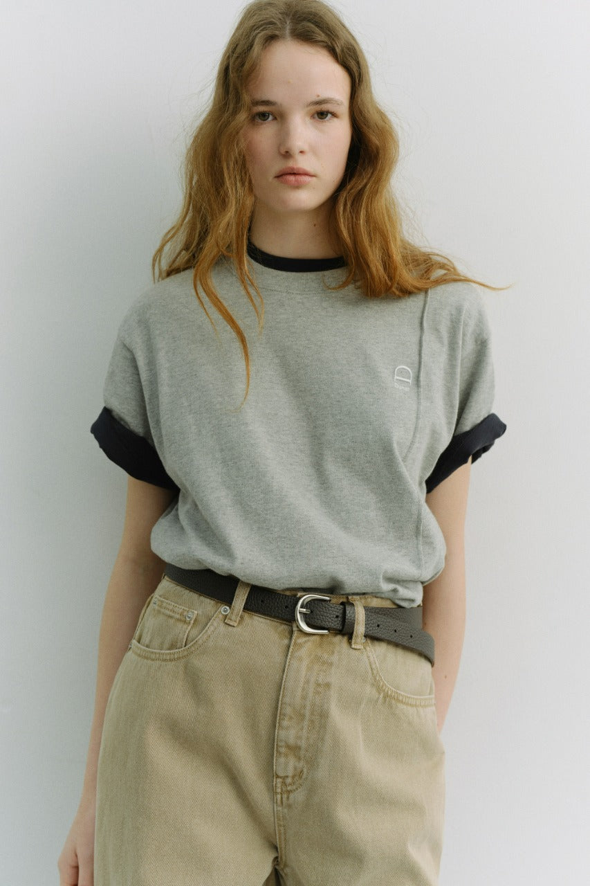 Dunst Unisex Logo Crease T-Shirt Melange Grey