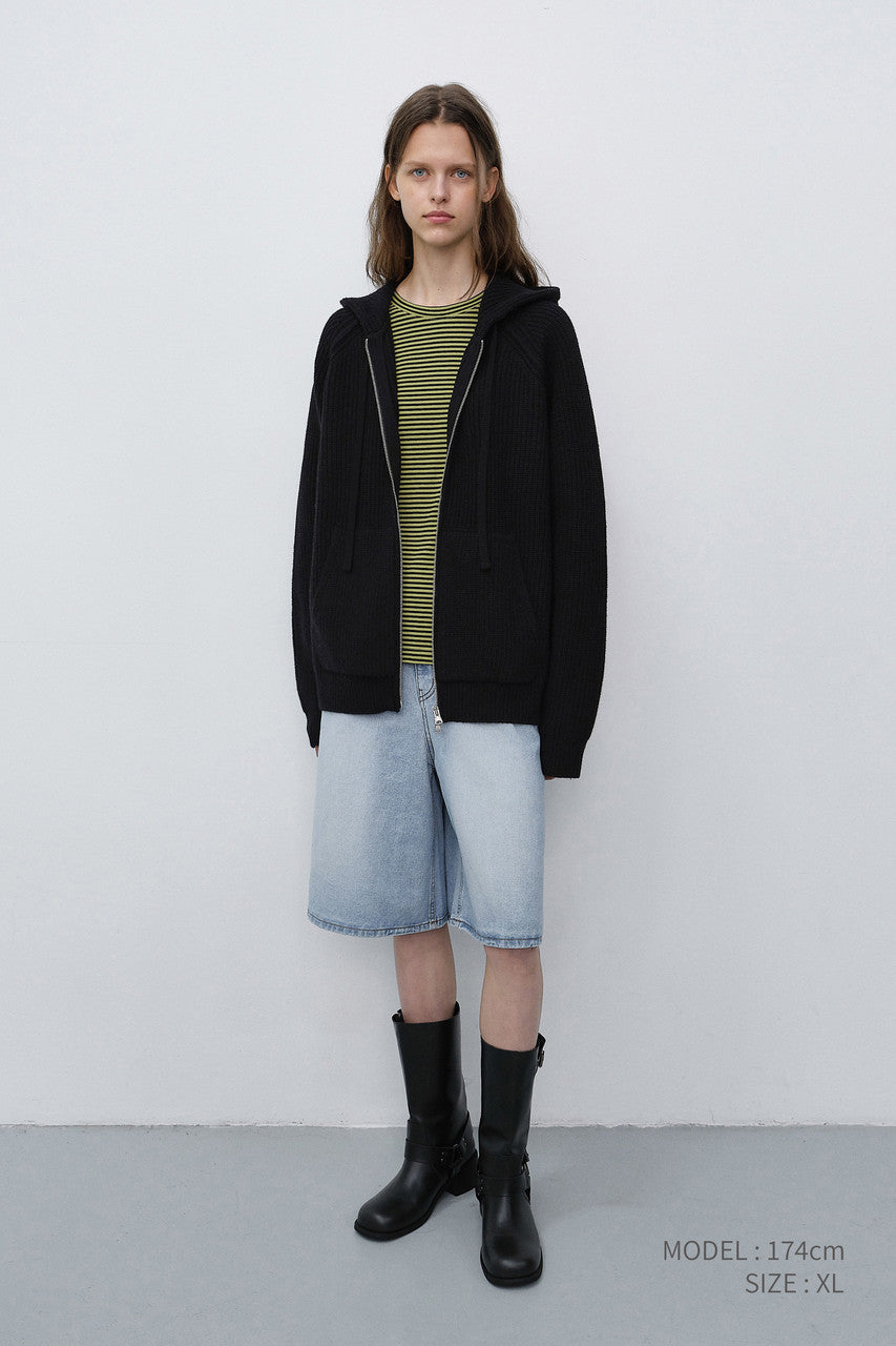 Dunst Unisex Hooded Knit Cardigan Black