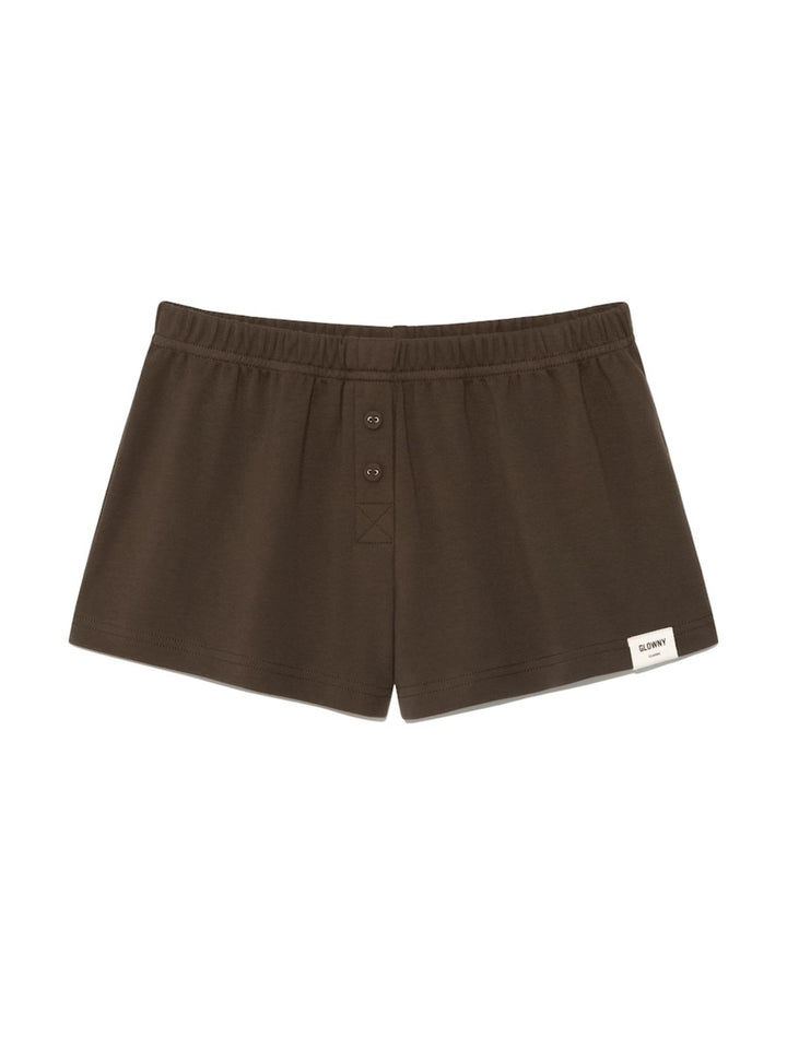 GLOWNY Button Fly Mini Shorts (Choco)