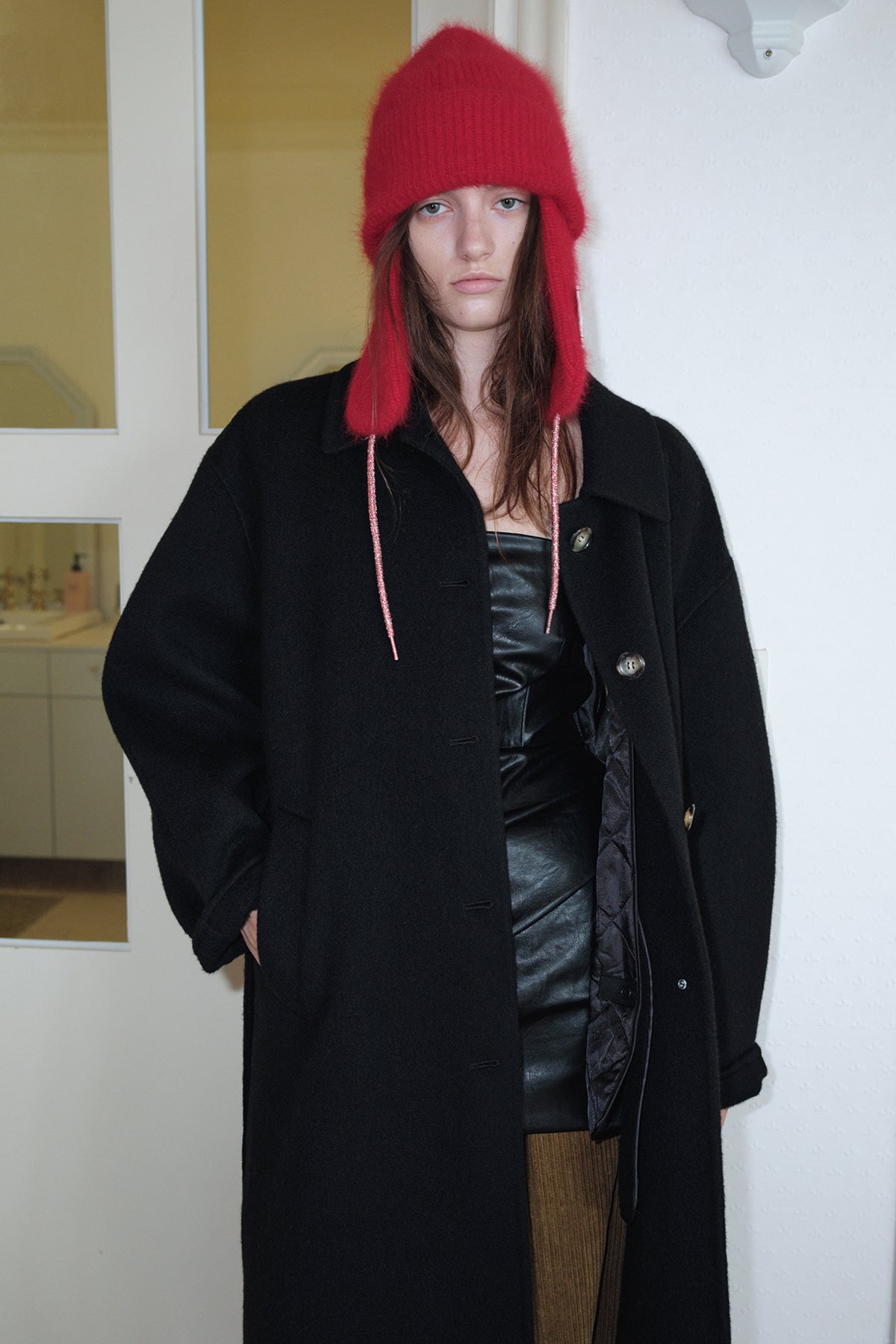 Overdueflair Quilted Lining Handmade Alpaca Coat Black