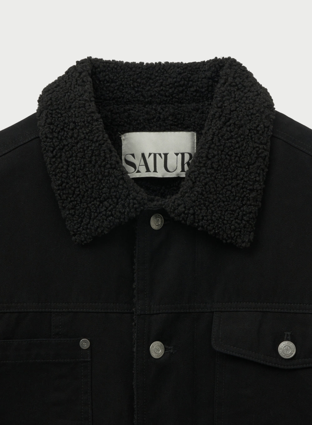 Satur Maron Trucker Jacket - Black