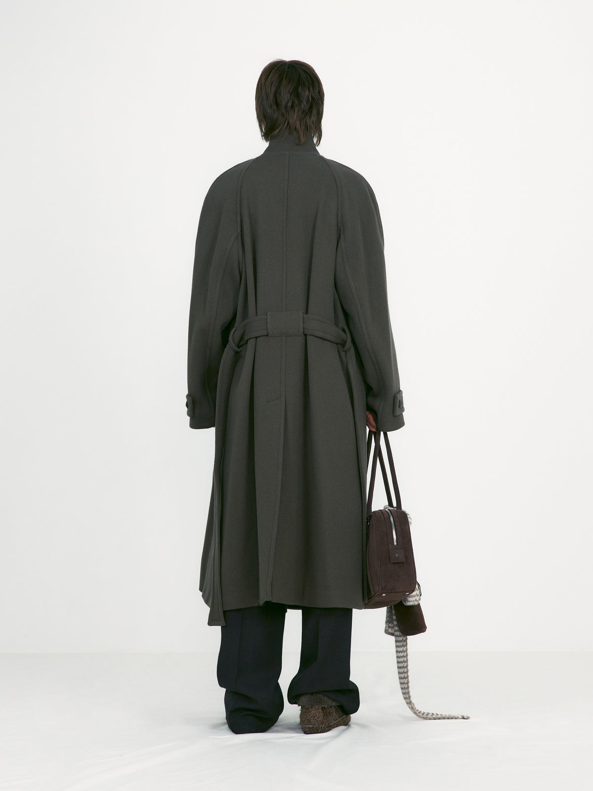 Low Classic Soft Wool Twill Wrap Coat Khaki