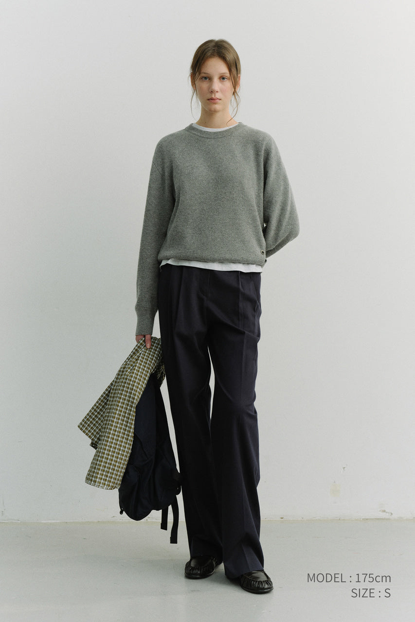 Dunst Unisex Buttoned Crewneck Sweater Melange Grey