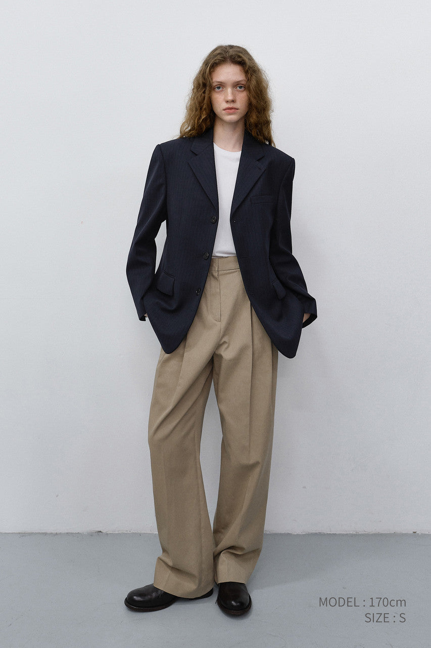 Dunst Unisex Classic 3 Button Wool Blazer Navy Stripe
