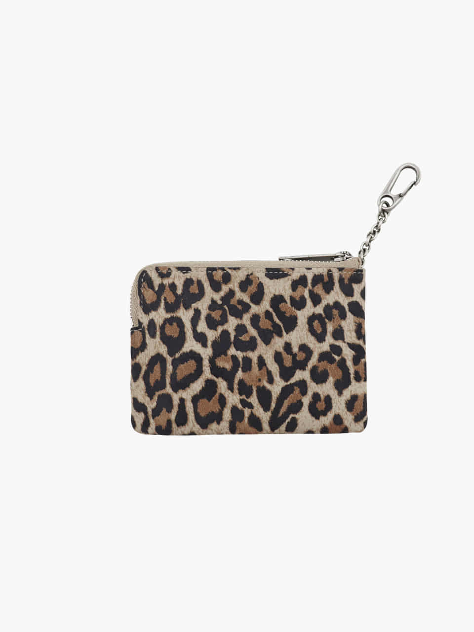 Margesherwood Heart Zipper Wallet Silver Logo cream leopard suede