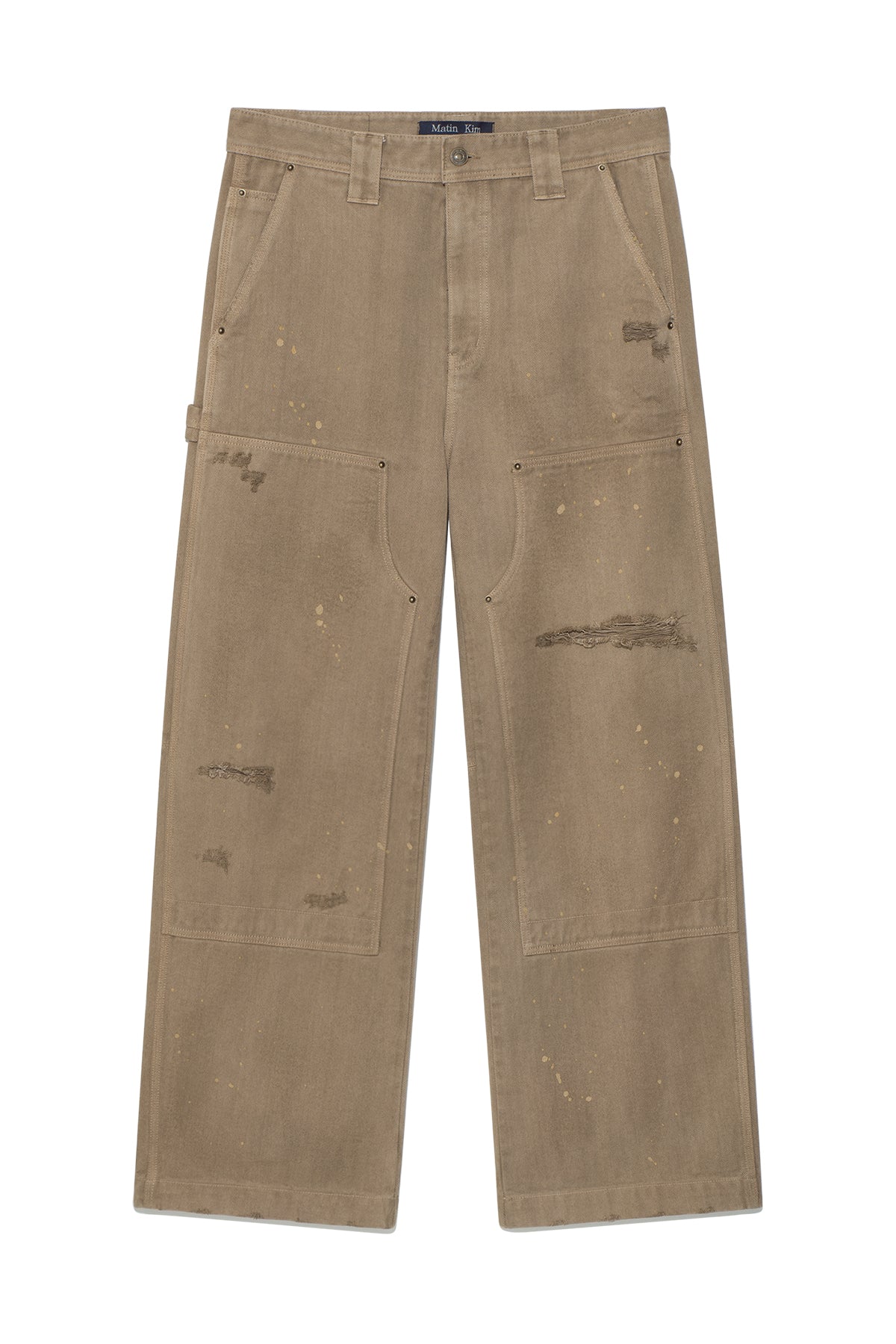 [matinkim] Vintage Painting Carpenter Pants For Men IN Beige