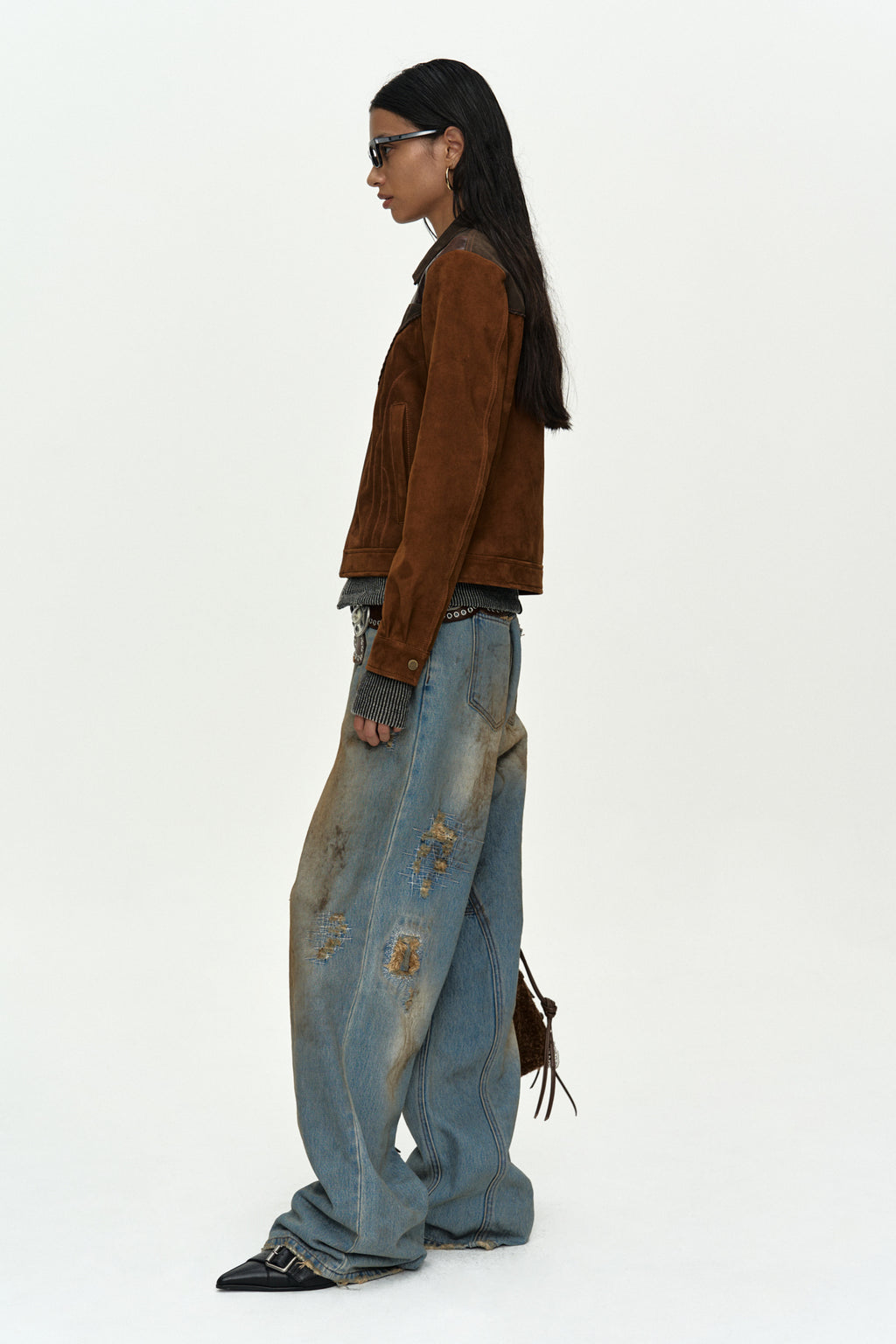 Andersson Bell Unisex Destroyed Wide-Leg Jeans
