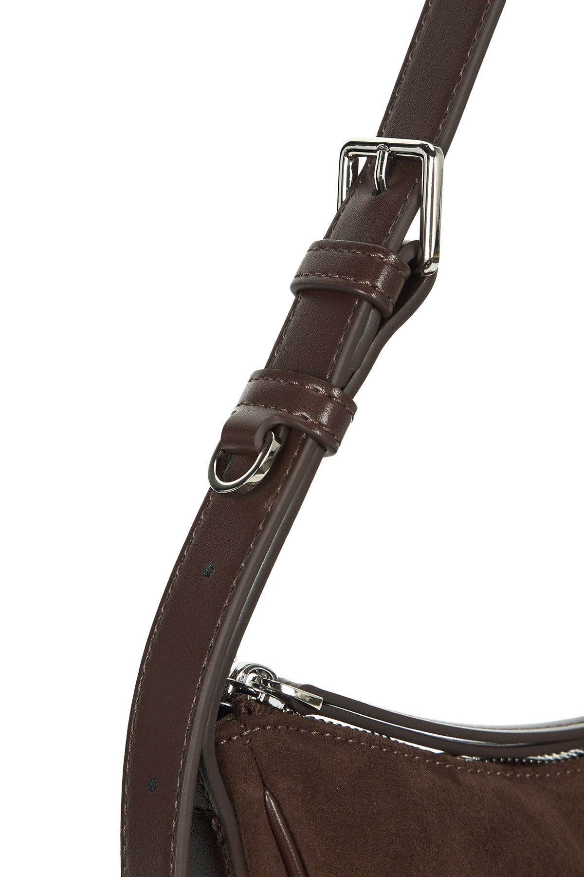 [matinkim] SUEDE MINI ARC HOBO BAG IN BROWN