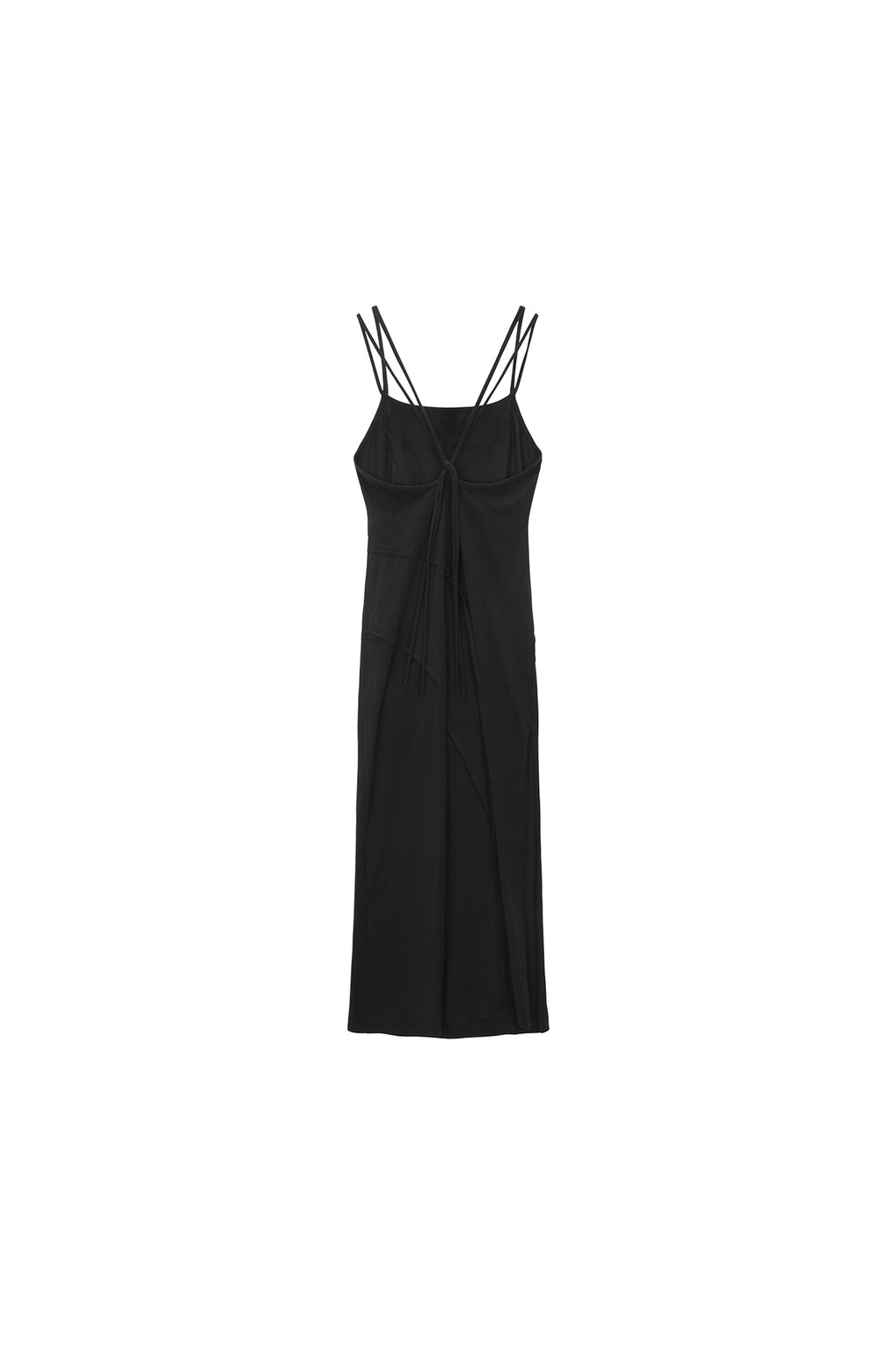 [matinkim] CUT OUT LAYERED MAXI DRESS IN CHARCOAL