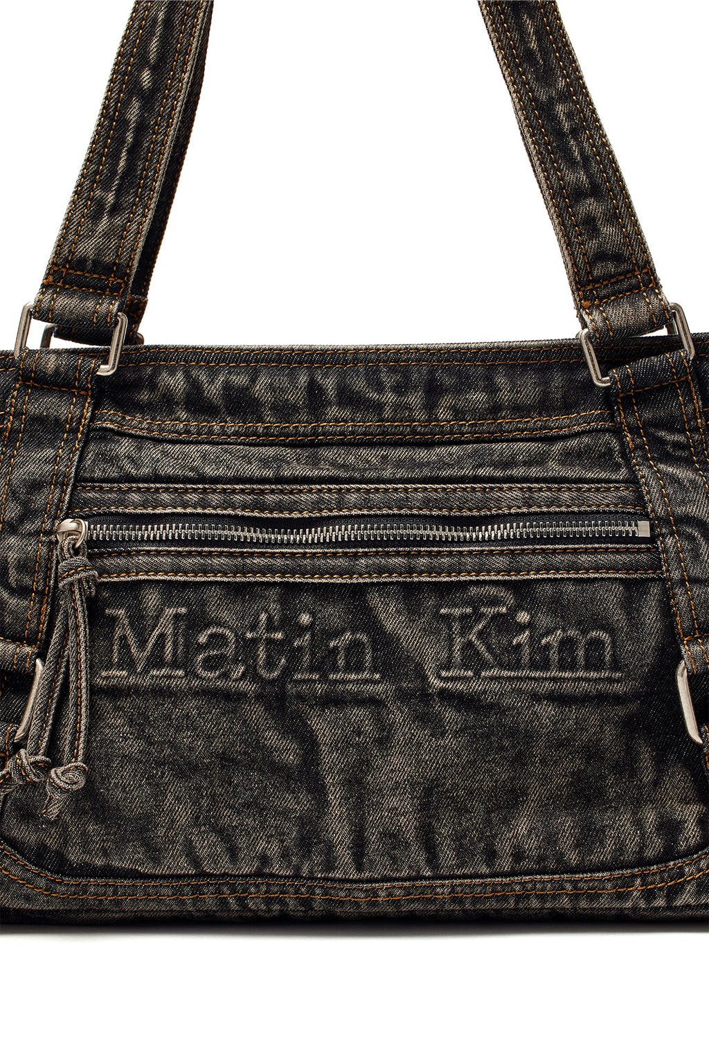 [matinkim] MATIN WASHED DENIM SQUARE BAG IN BLACK