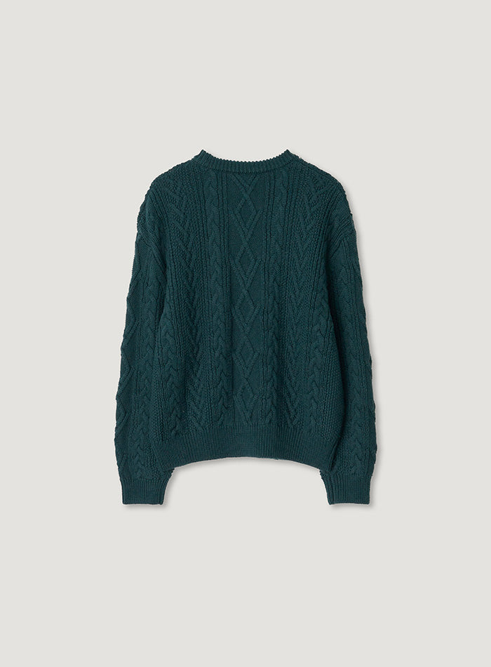 Mango Maniplease Doll Cable Knit Deep Green