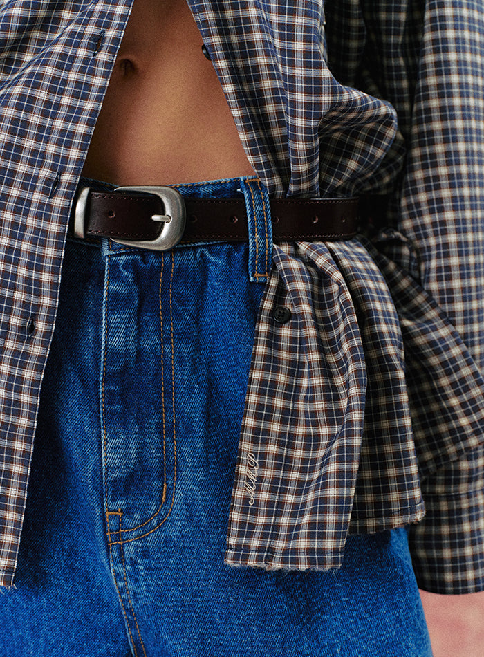 Mango Maniplease Barn Belt Deep Brown