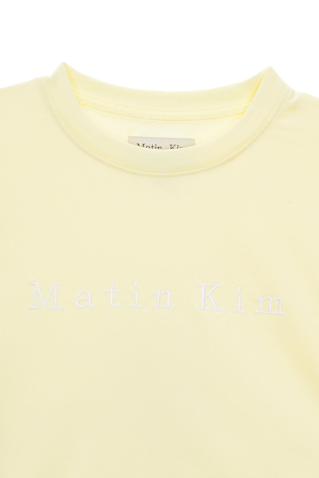 [matinkim] MATIN EMBROIDERY LOGO CROP TOP IN LIGHT YELLOW
