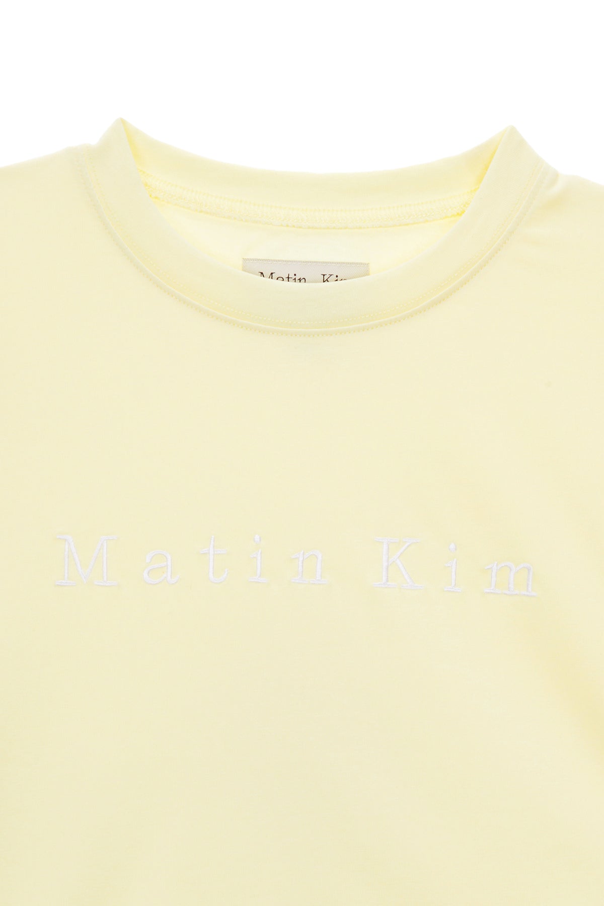 [matinkim] MATIN EMBROIDERY LOGO CROP TOP IN LIGHT YELLOW