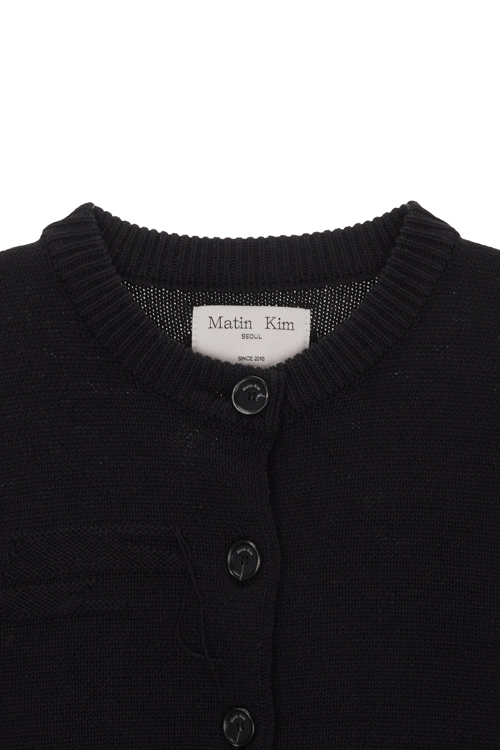 [matinkim] DAMAGE ROUND HALF CARDIGAN IN BLACK