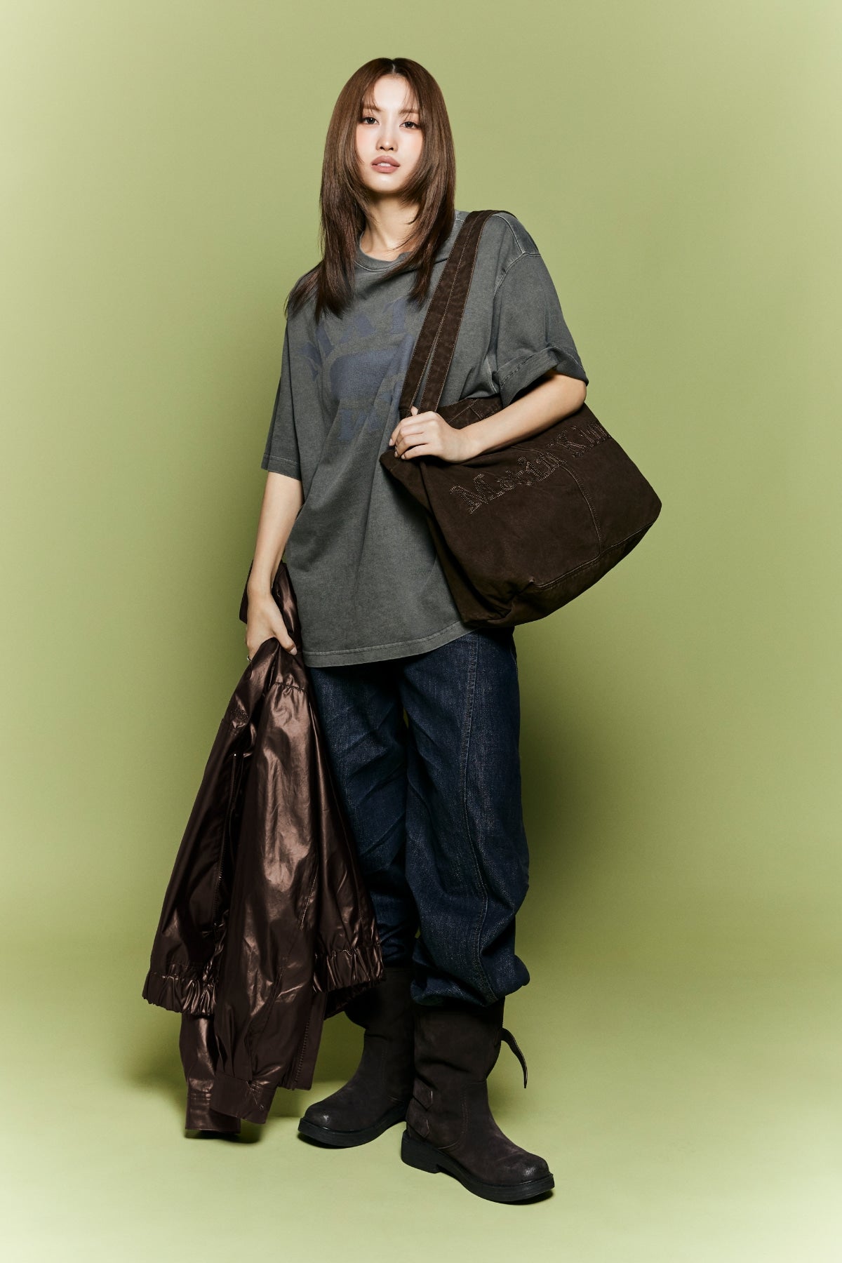 Matinkim Twisted Volume Coated Denim Pants IN Dark Navy