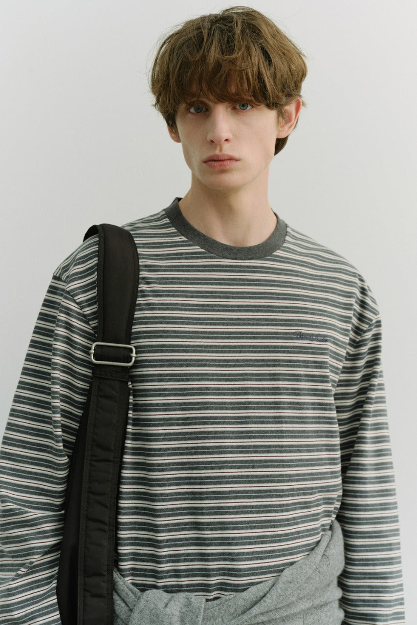 Dunst Unisex Striped T-Shirt Grey Stripe