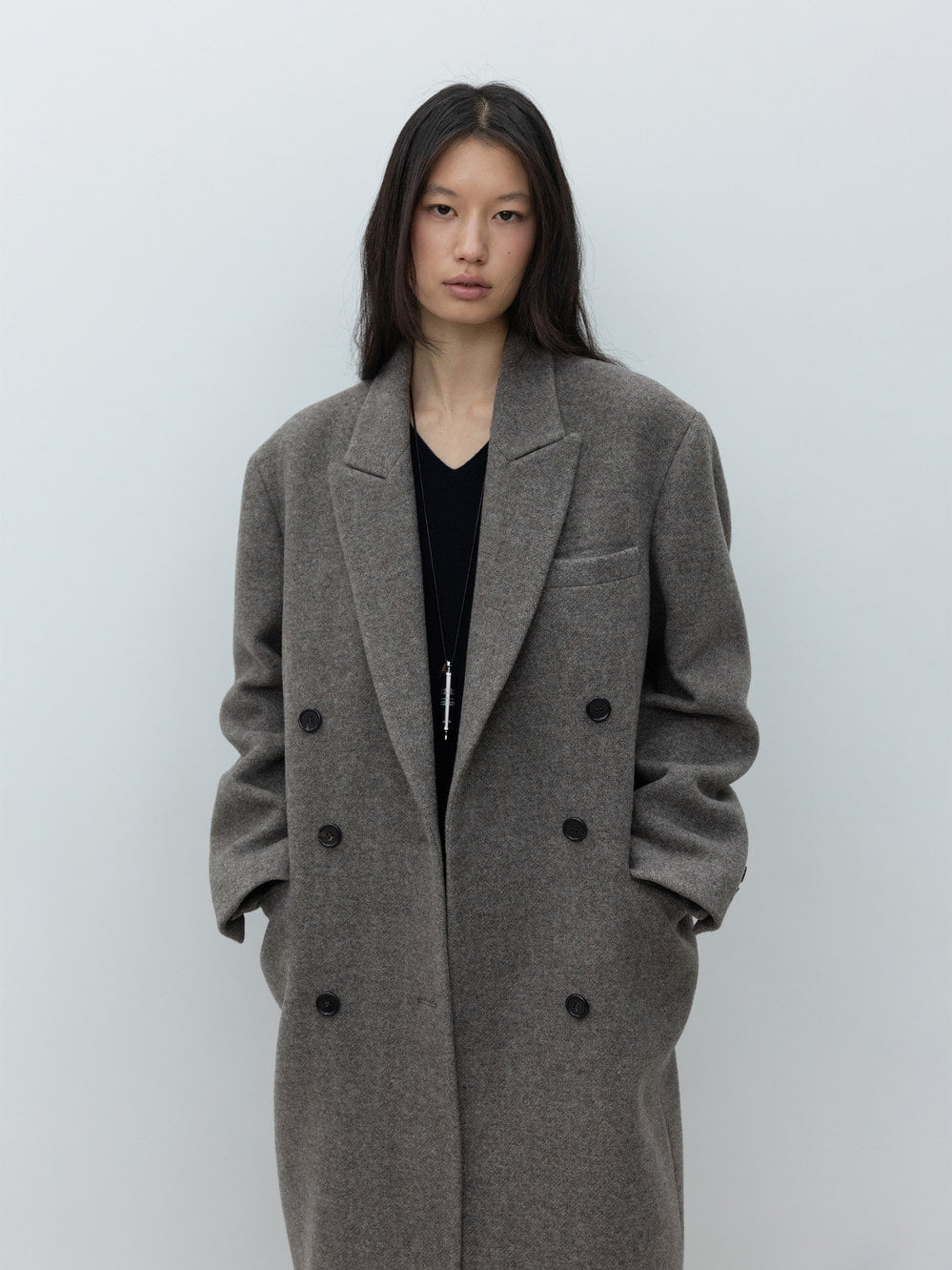 Low Classic Cashmere Blend Double Long Coat Brown
