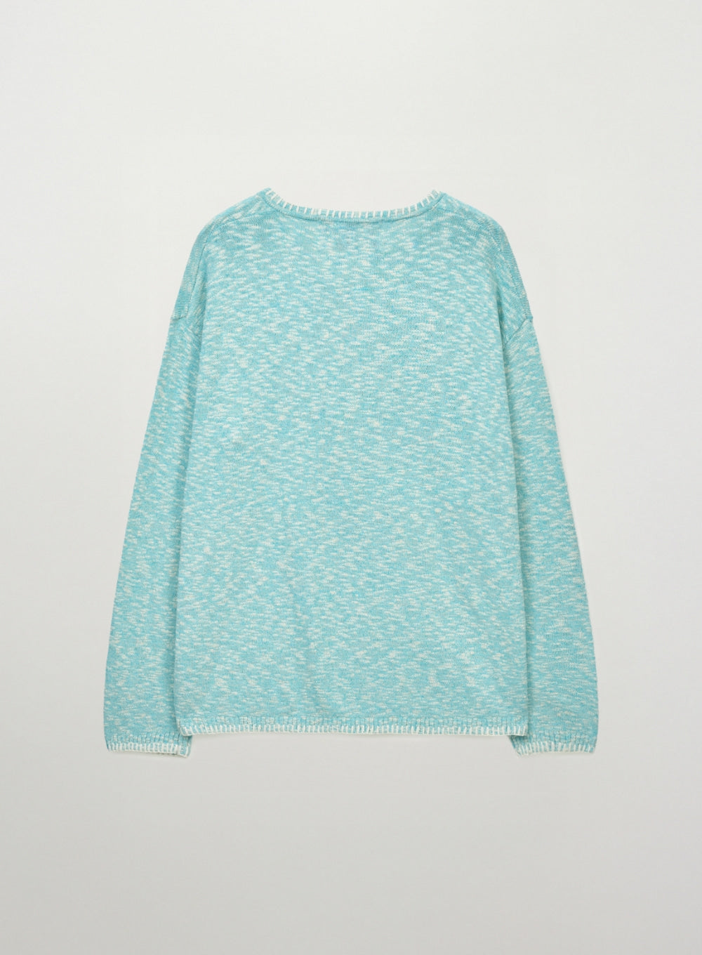 [satur] Henley Neck Two Tone Knit - Blue