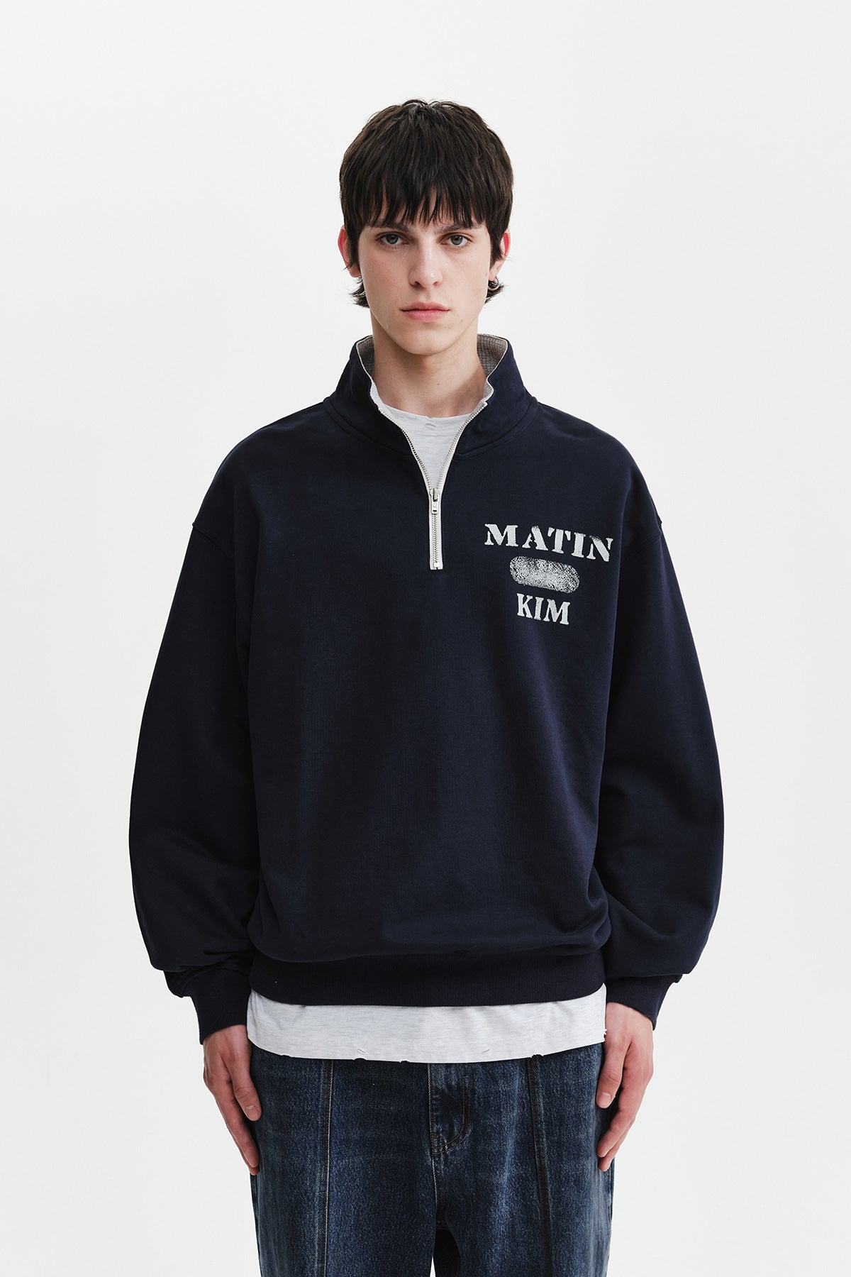 Matinkim Matin Logo Quarter Zip UP IN Navy