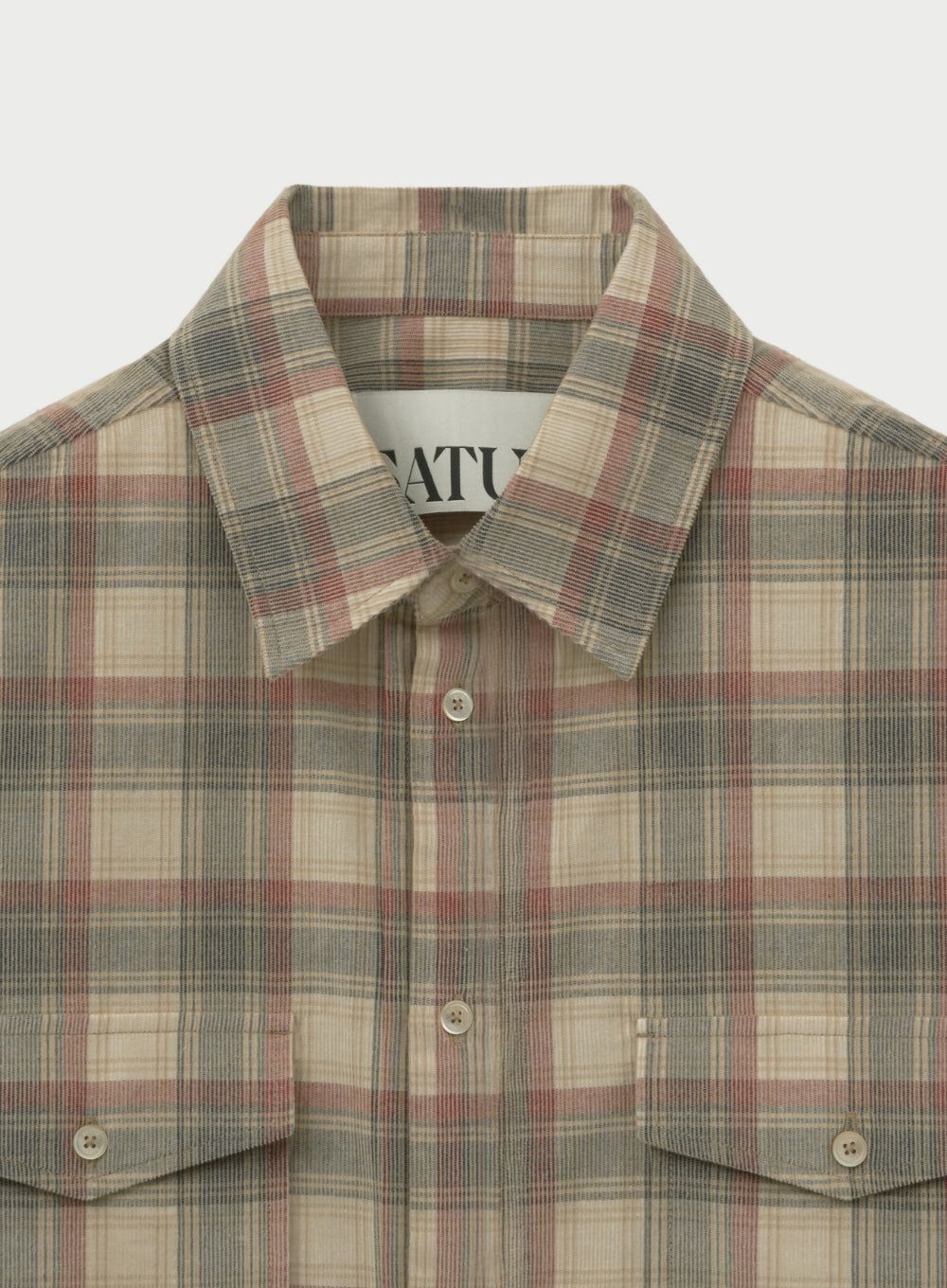 [satur] Corduroy Check Shirt - Beige