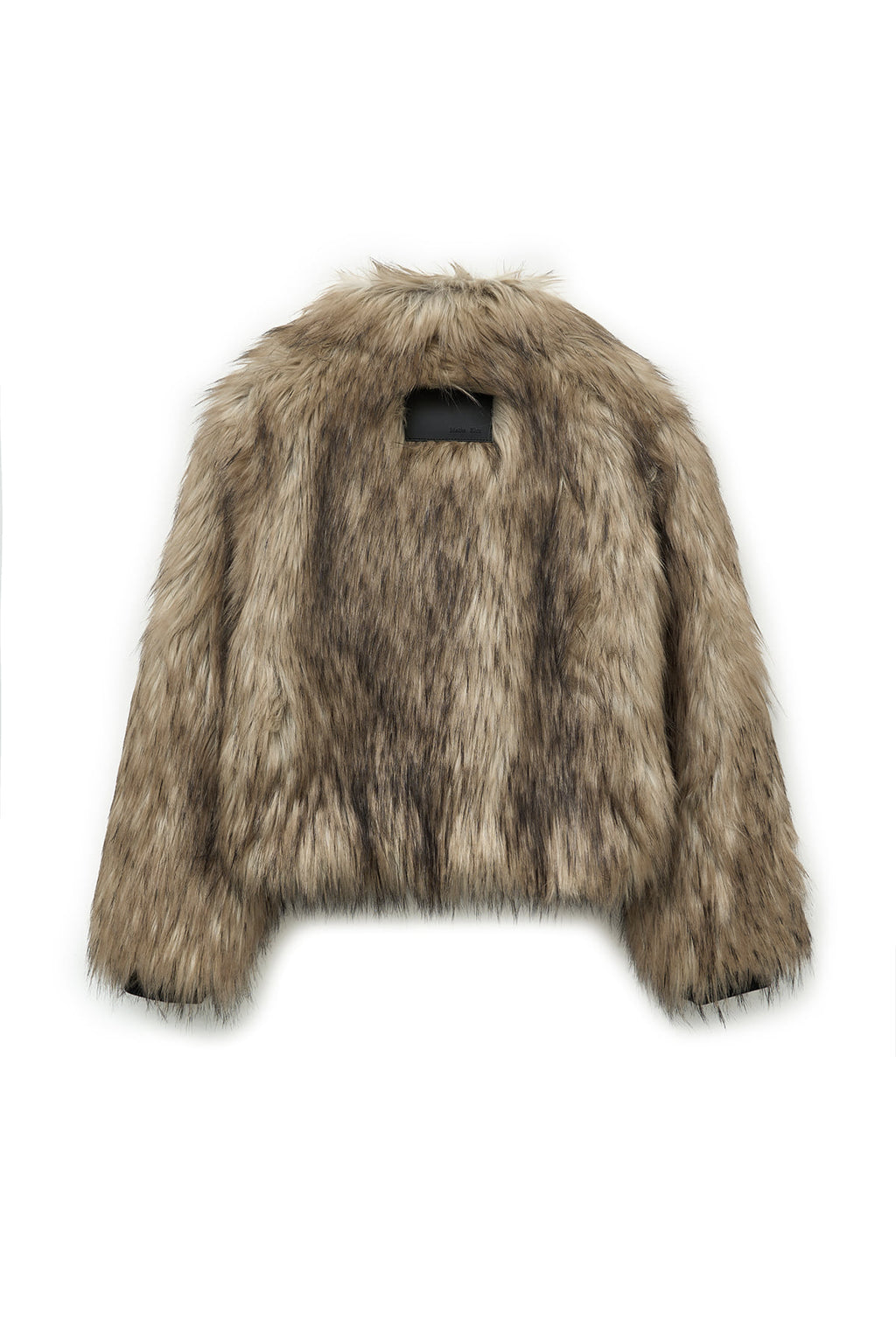 [matinkim] NECK BUCKLE CROP FUR JUMPER IN BEIGE