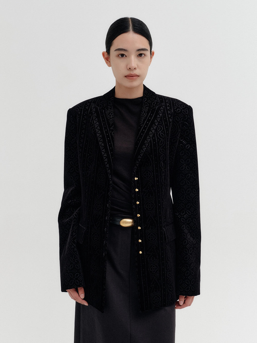EENK Gold Button Slim Jacket - Black