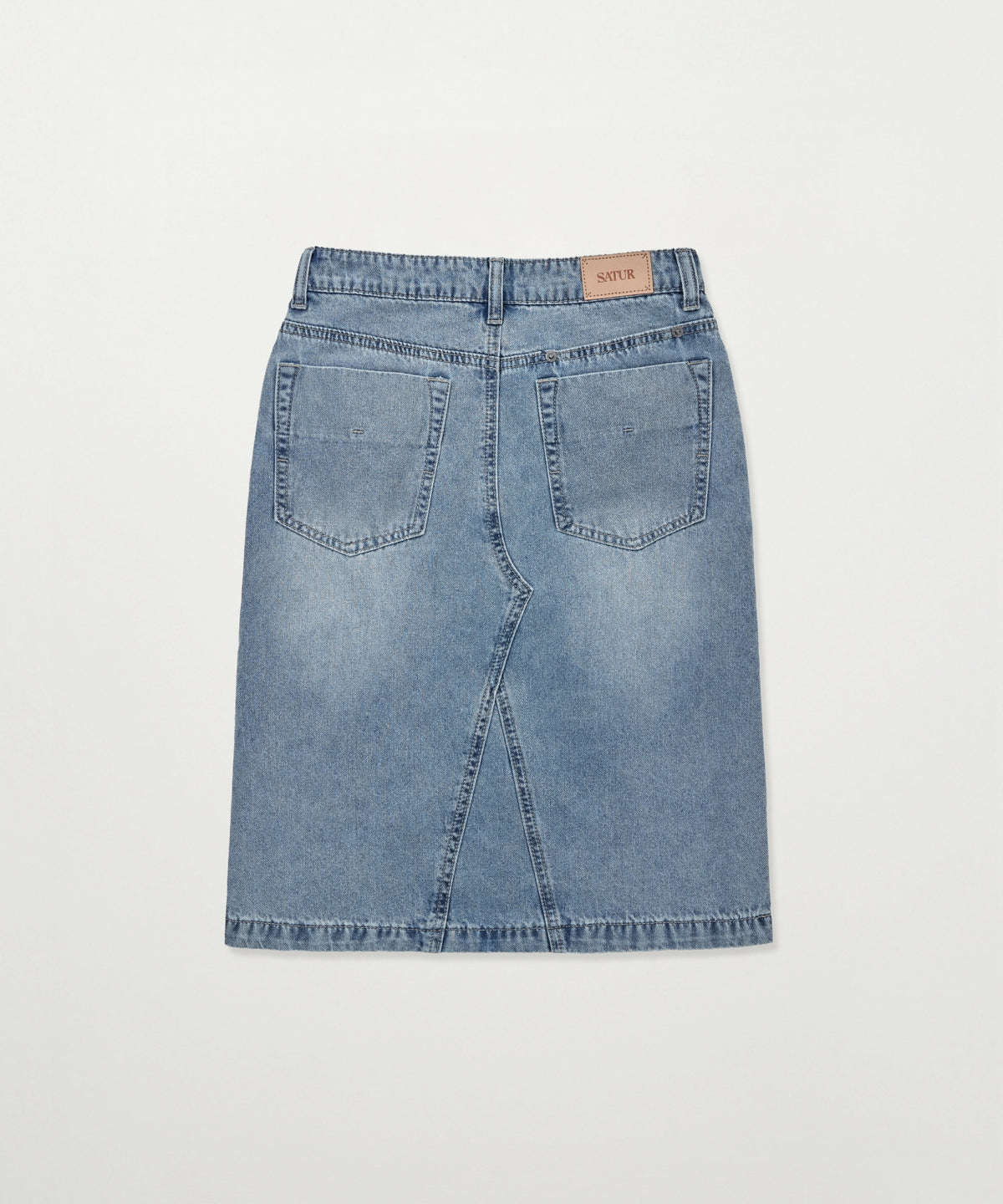 Satur (W) Washed Denim Midi Skirt - Blue