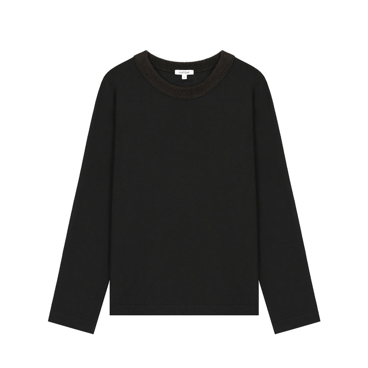 Vunque Knit Cuff Long Sleeves T-shirt Black