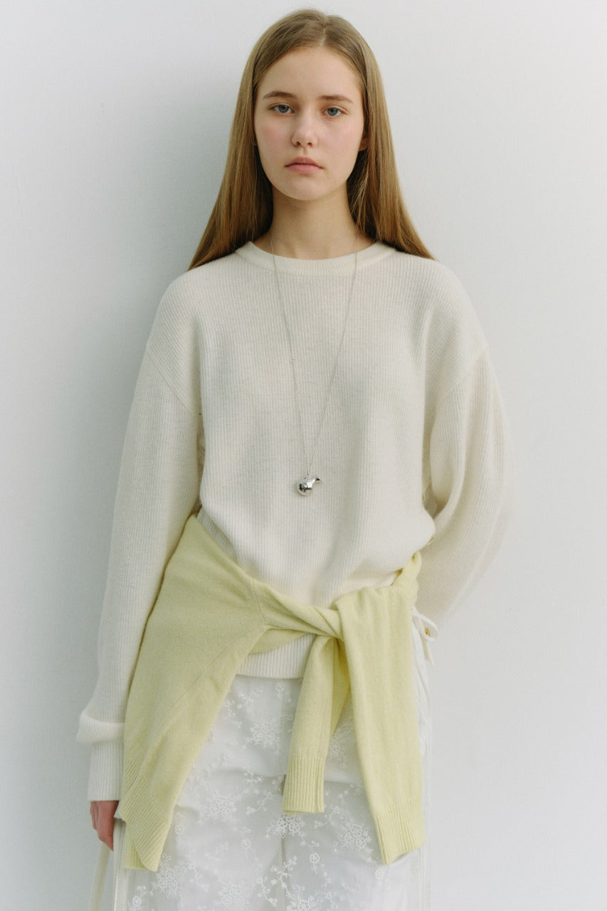 Dunst Unisex Buttoned Crewneck Sweater Ivory