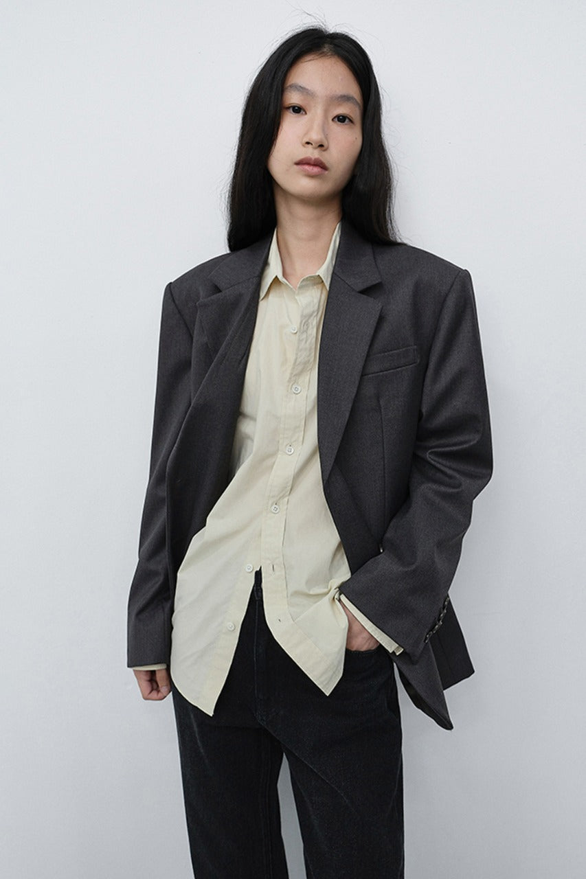 Dunst Essential 2 Button Wool Blazer Charcoal Grey