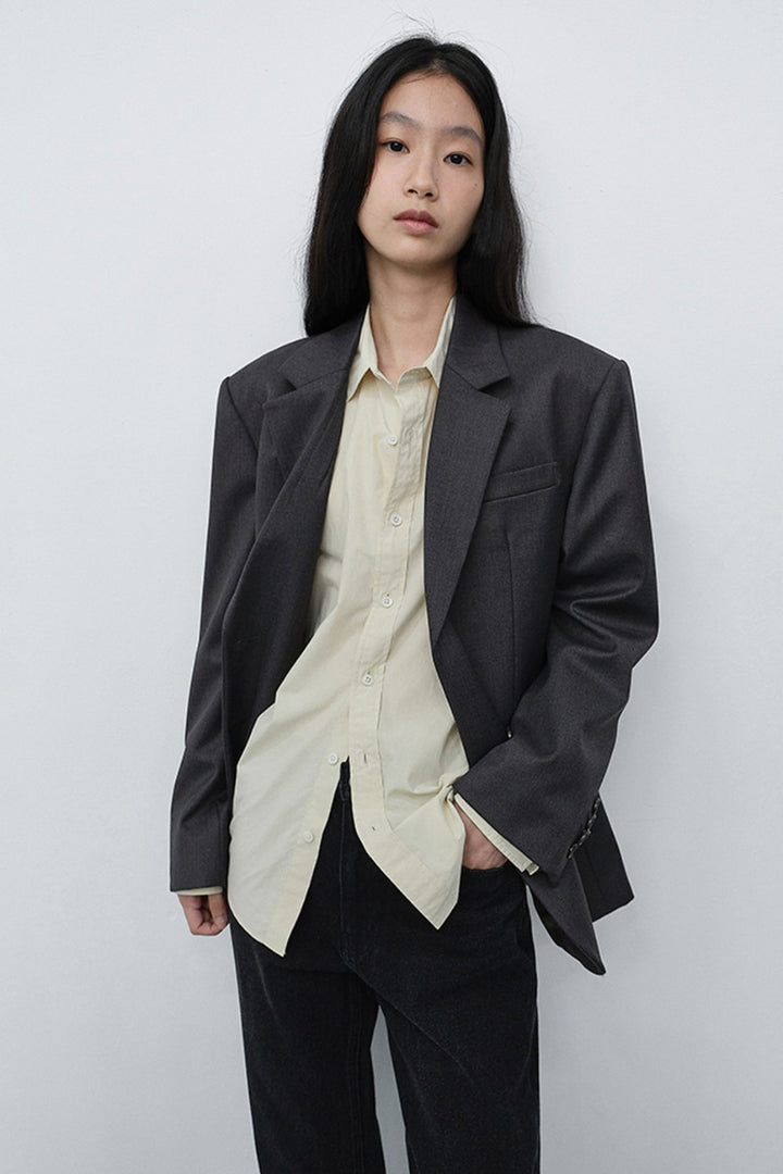 Dunst Essential 2 Button Wool Blazer Charcoal Grey