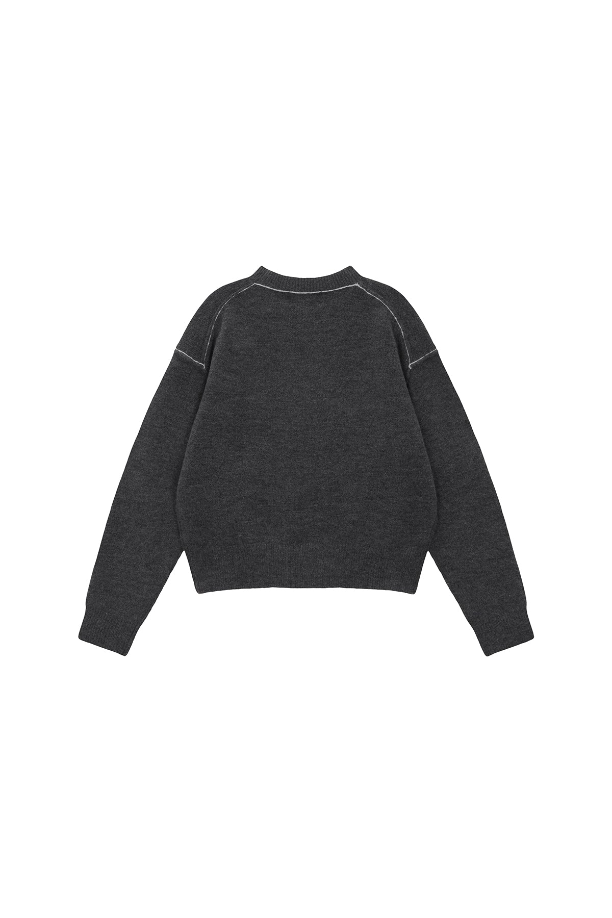 [matinkim] COLOR LINE POINT LOGO KNIT PULLOVER IN GREY