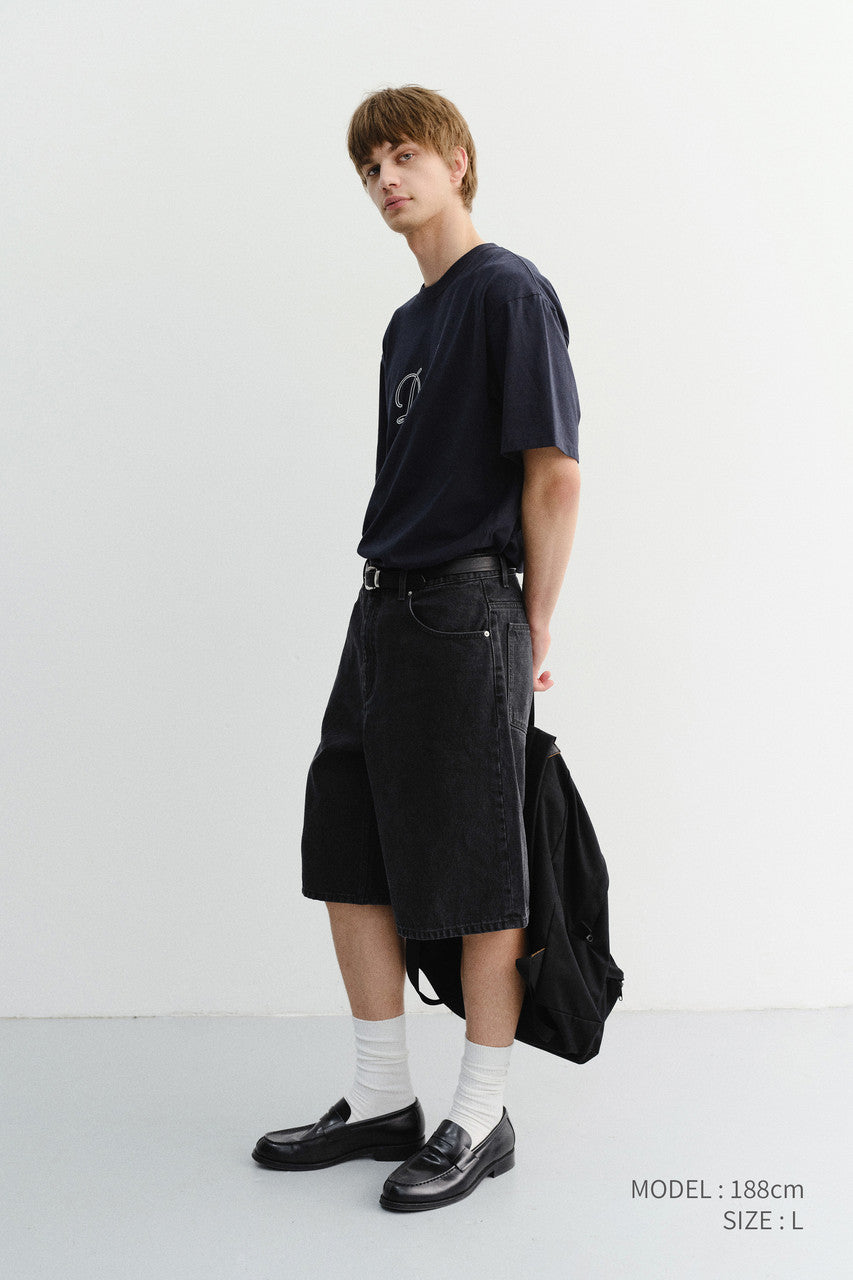 Dunst Classic Baggy Denim Shorts Black