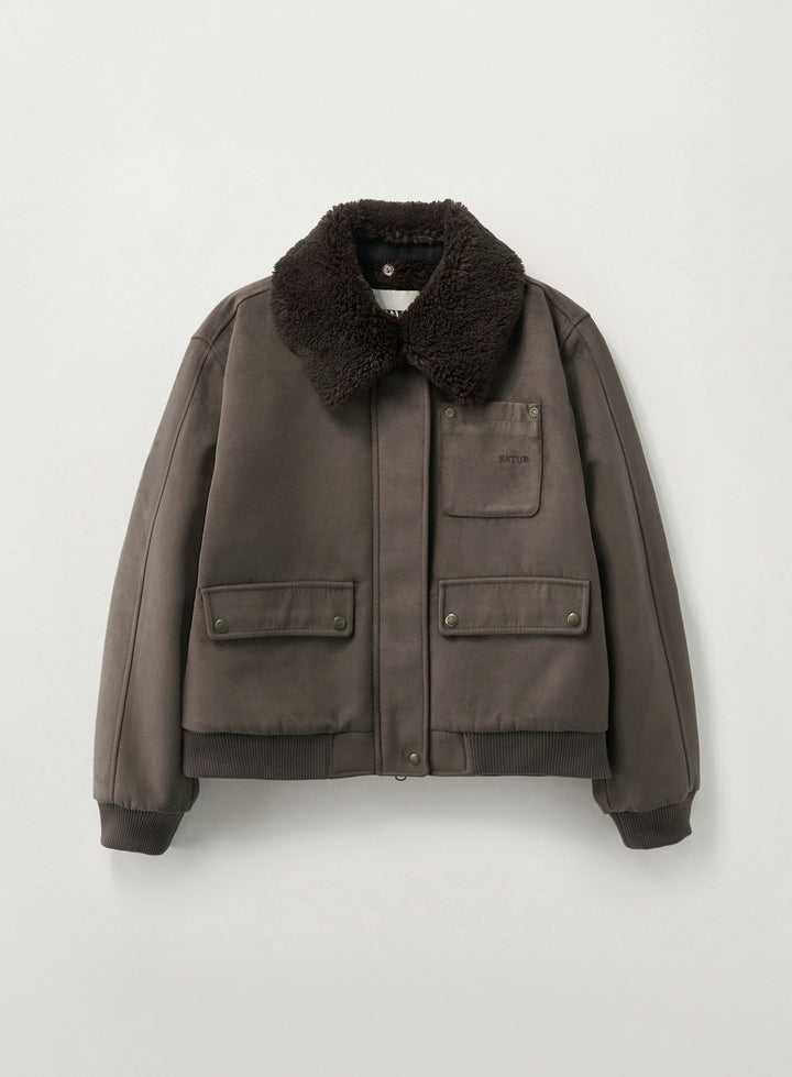 Satur (W) Synthetic Suede Blouson Jumper - Dark Brown