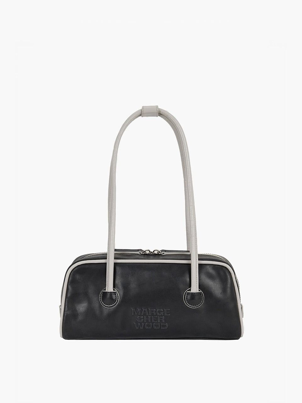 Margesherwood Soft Boston EW Piping black pull-up+light grey crinkle