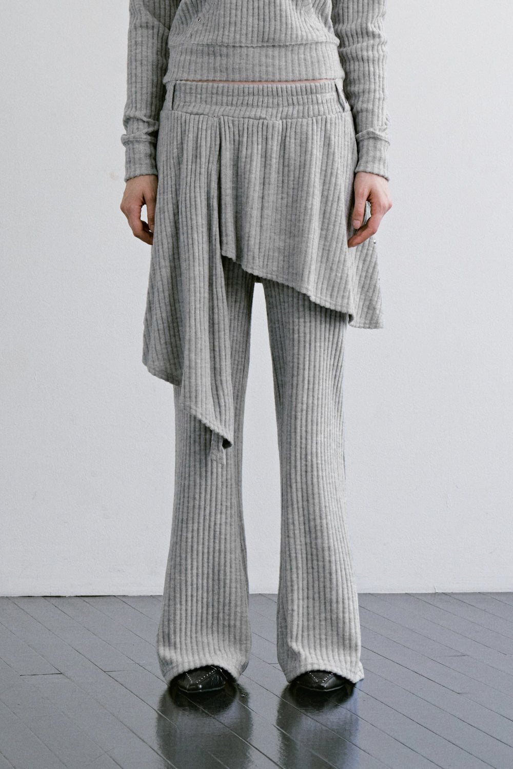 Treemingbird Hotfix Layered Set-up Pants Melange Gray