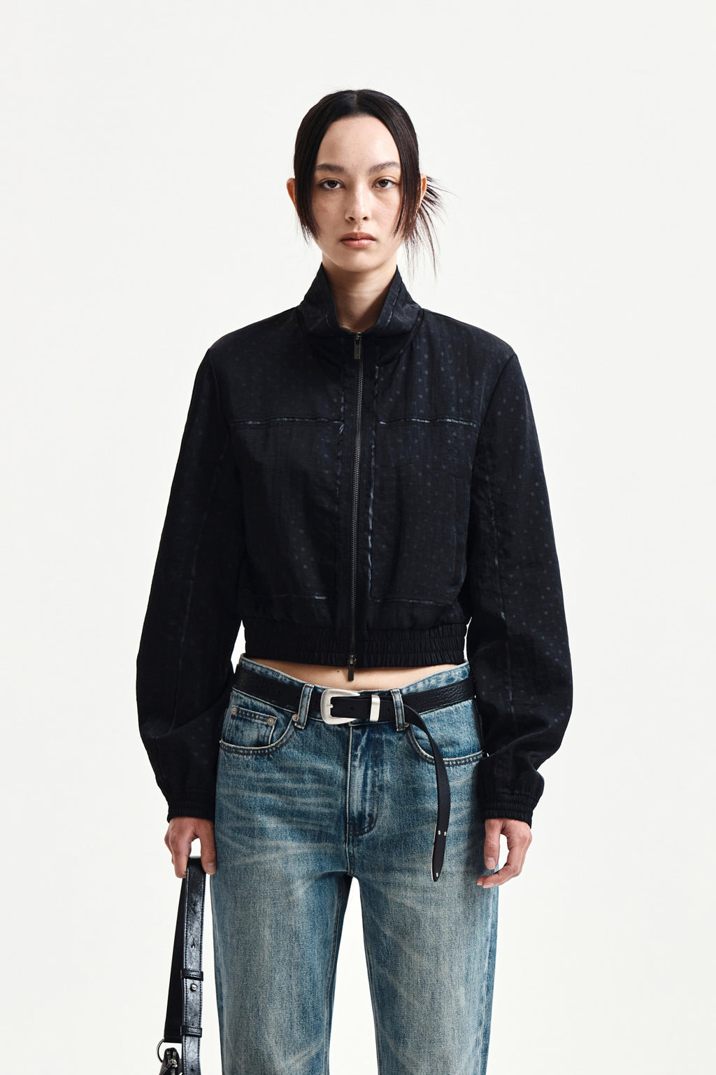 Matinkim Cropped Embroidery Back Logo Jumper IN Strong Black