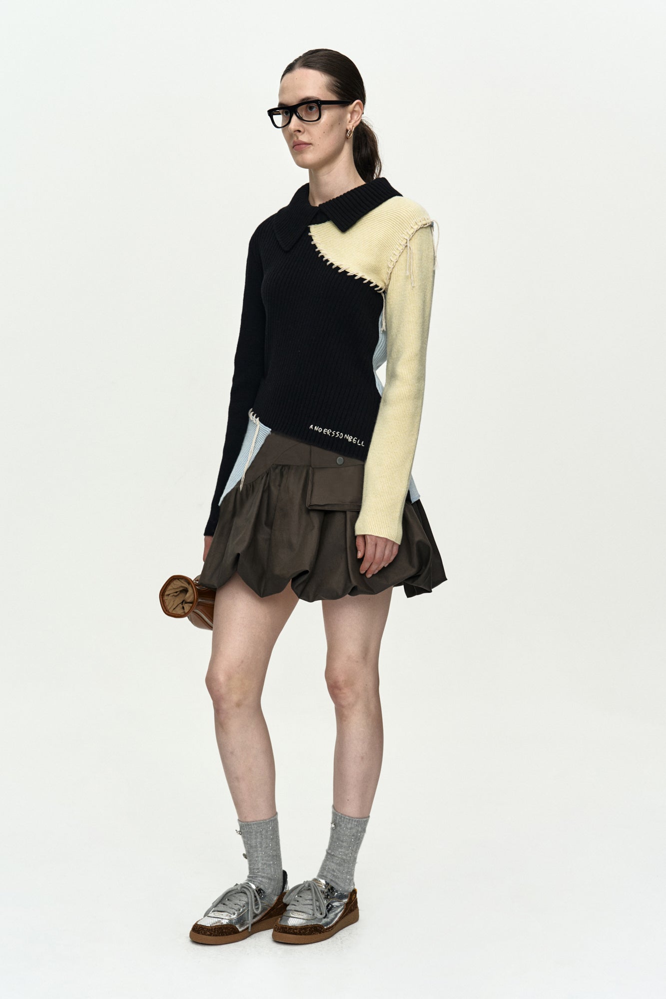 Andersson Bell Asymmetric Panel Collar Sweater