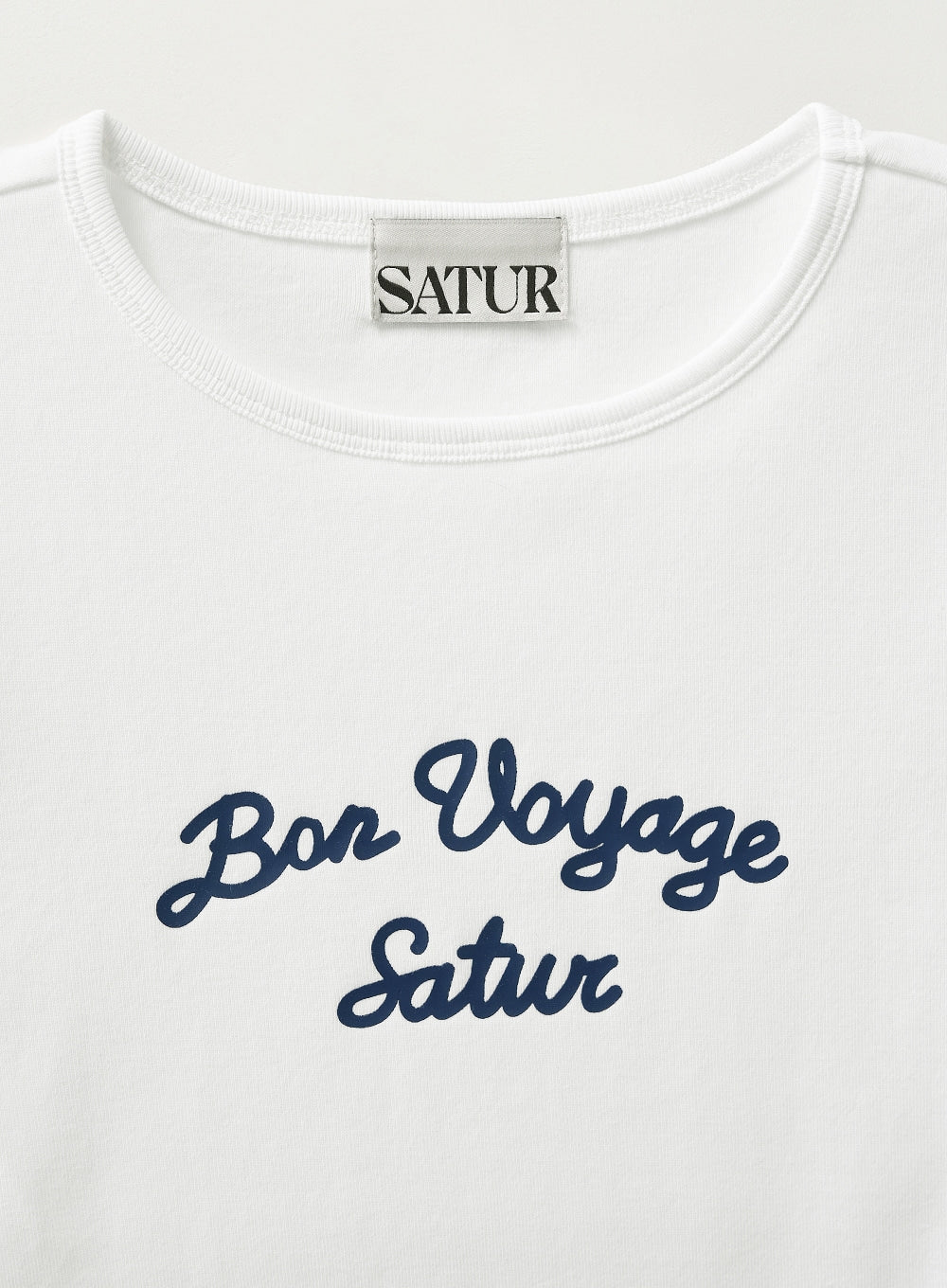 [satur] (W) Bon Voyage Slim Fit Crop T-Shirt - White