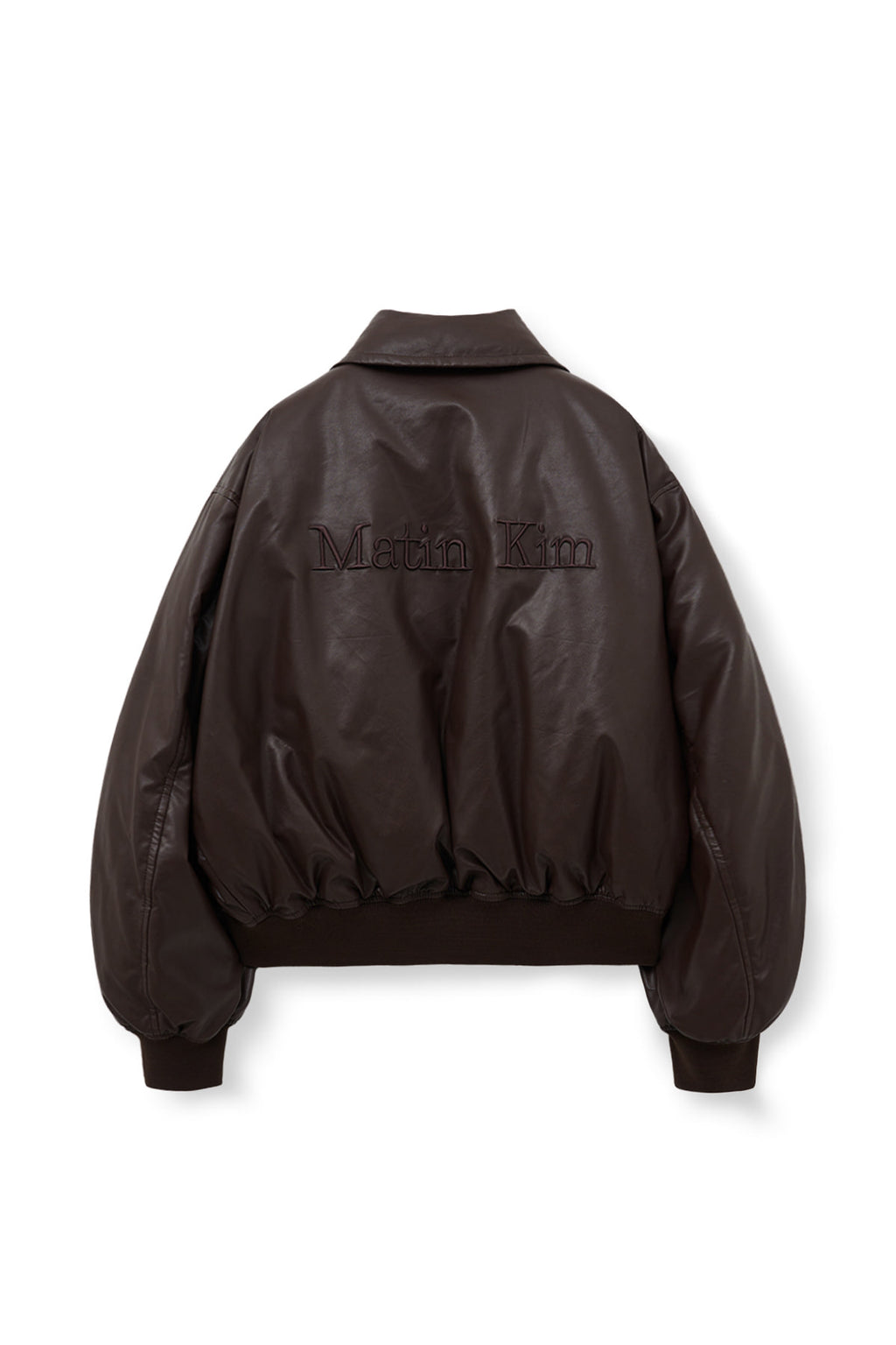 Matinkim Faux Leather Down Jumper For Women IN Brown