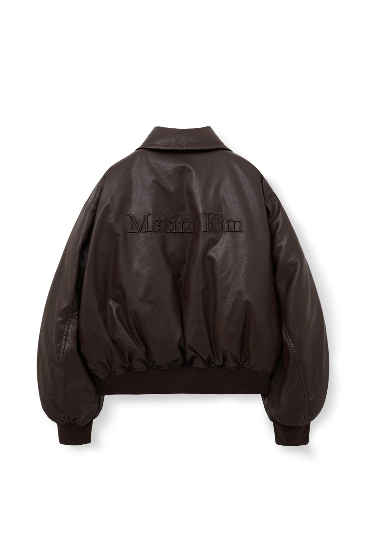 Matinkim Faux Leather Down Jumper For Women IN Brown