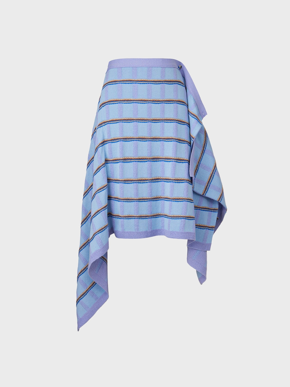 EENK Asymmetrical Knitwear Flared Skirt - Sky Blue