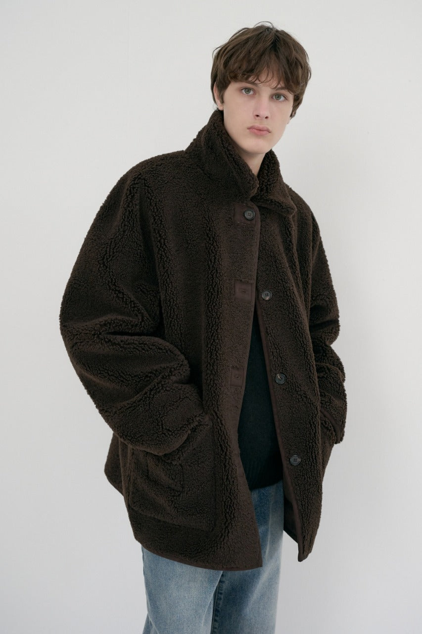 Dunst Unisex Reversible Soft Shearling Half Jacket Dark Brown