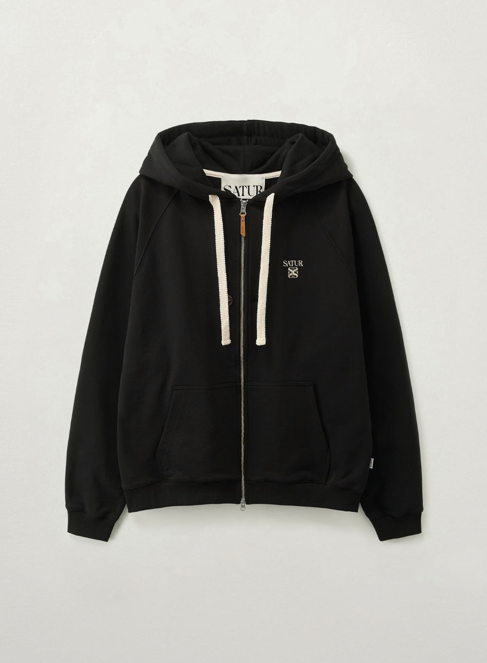 [satur] Loren Small Logo Hood Zip-up - Black