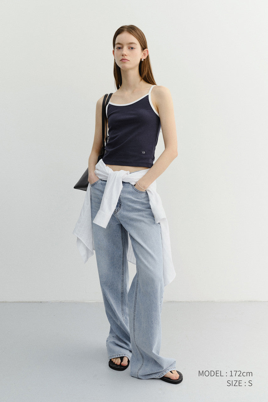 Dunst 2-Tone Trim Sleeveless Top Navy Ivory