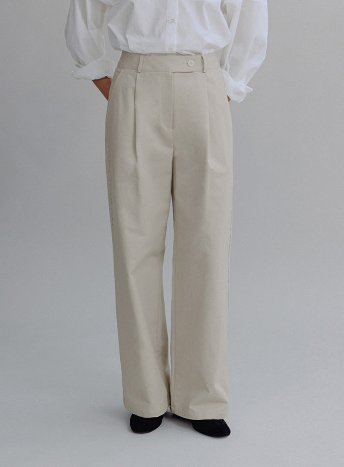 Mango Maniplease Plap Cotton Pants Greige