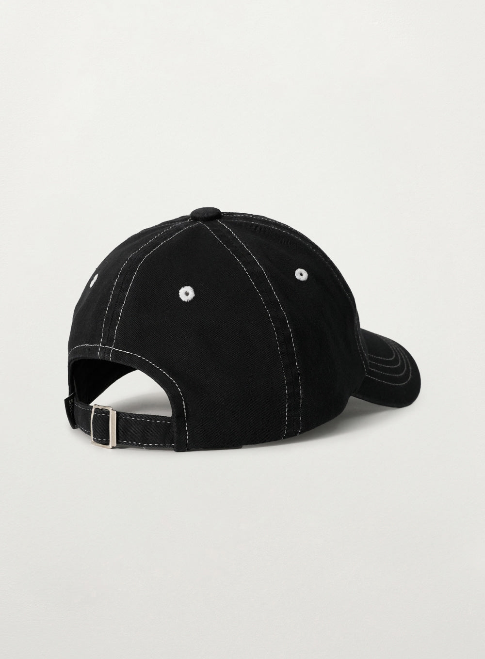 Satur Contrast Color Stitch Dyed Ball Cap - Black