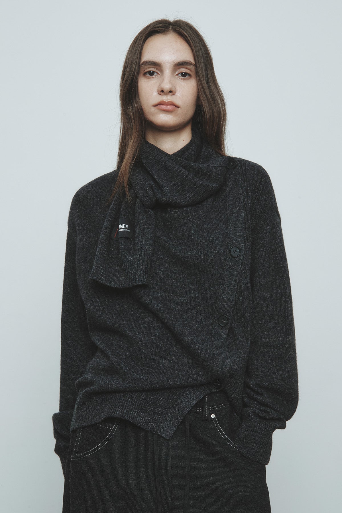Matinkim Muffler Cardigan IN Charcoal